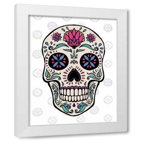 Sugar Skull II on Gray White Modern Wood Framed Art Print by Penner, Janelle