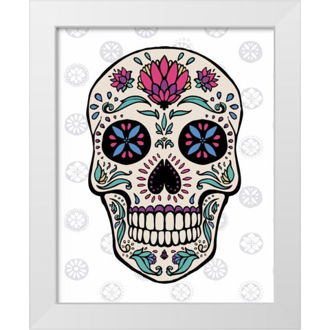 Sugar Skull II on Gray White Modern Wood Framed Art Print by Penner, Janelle