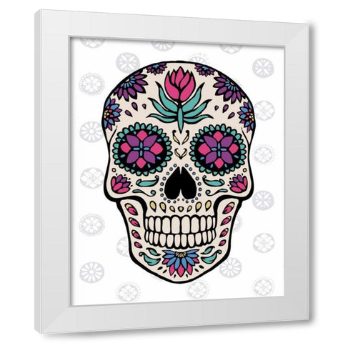 Sugar Skull IV on Gray White Modern Wood Framed Art Print by Penner, Janelle