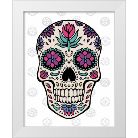 Sugar Skull IV on Gray White Modern Wood Framed Art Print by Penner, Janelle