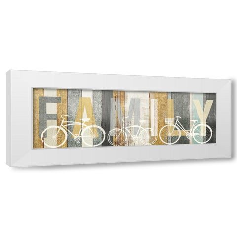 Beachscape Bicycle Family Gold Neutral White Modern Wood Framed Art Print by Mullan, Michael