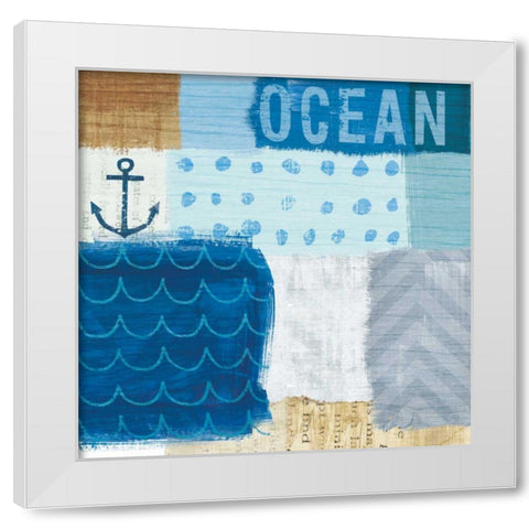 Beachscape Collage II White Modern Wood Framed Art Print by Mullan, Michael