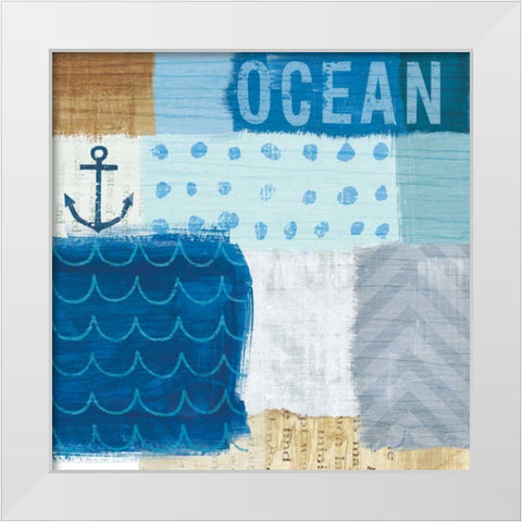 Beachscape Collage II White Modern Wood Framed Art Print by Mullan, Michael