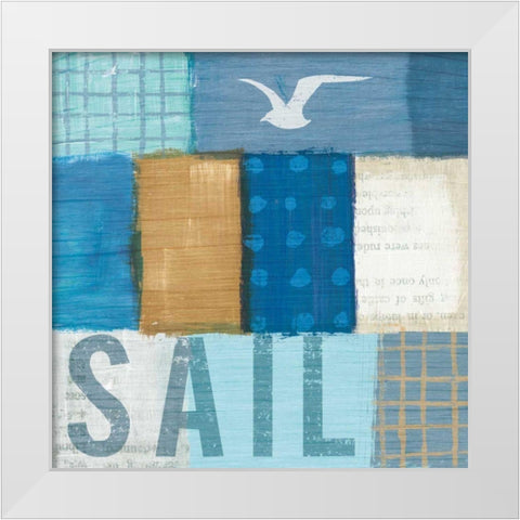 Beachscape Collage V White Modern Wood Framed Art Print by Mullan, Michael