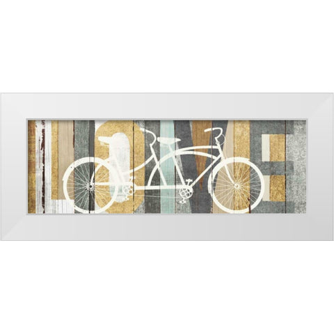 Beachscape Tandem Bicycle Love Gold Neutral White Modern Wood Framed Art Print by Mullan, Michael