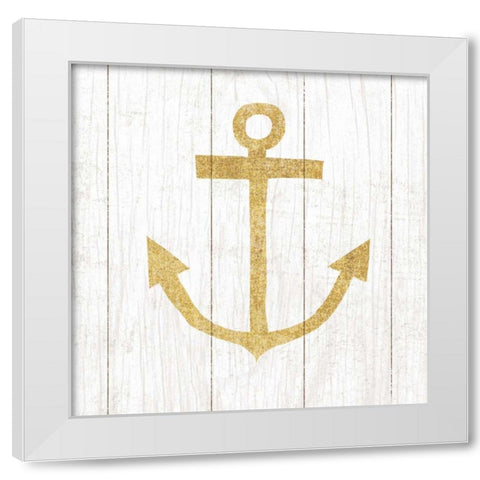 Beachscape III Anchor Gold Neutral White Modern Wood Framed Art Print by Mullan, Michael