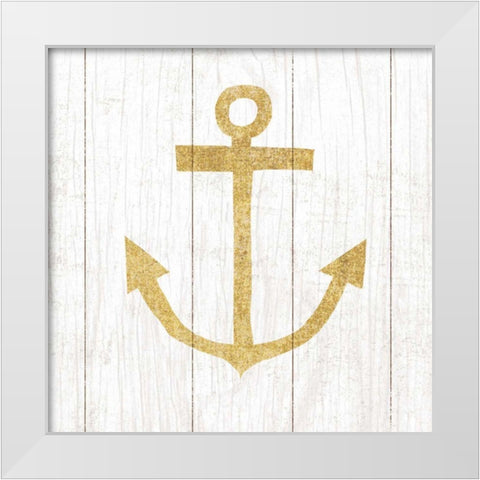 Beachscape III Anchor Gold Neutral White Modern Wood Framed Art Print by Mullan, Michael