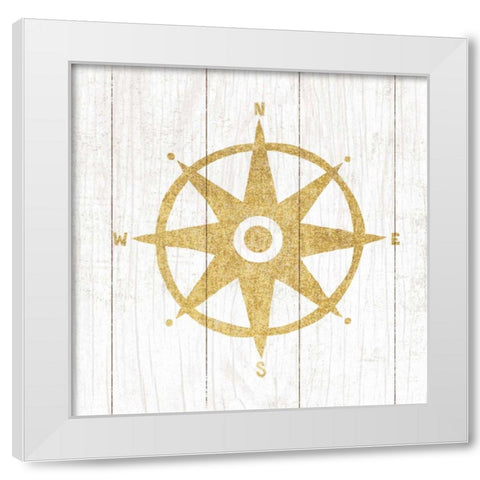 Beachscape IV Compass Gold Neutral White Modern Wood Framed Art Print by Mullan, Michael