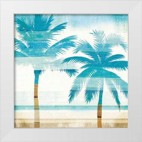 Beachscape Palms III White Modern Wood Framed Art Print by Mullan, Michael
