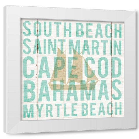 Bon Voyage Boat White Modern Wood Framed Art Print by Mullan, Michael