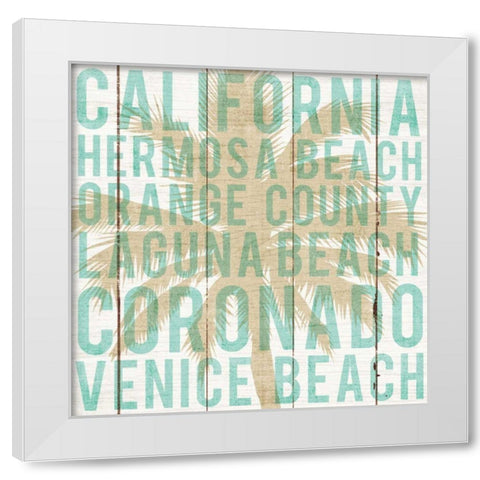 Bon Voyage California Palm White Modern Wood Framed Art Print by Mullan, Michael
