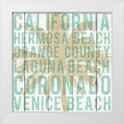 Bon Voyage California Palm White Modern Wood Framed Art Print by Mullan, Michael