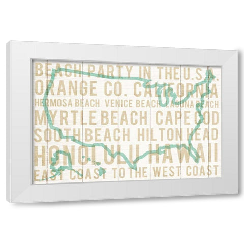 Bon Voyage USA White Modern Wood Framed Art Print by Mullan, Michael