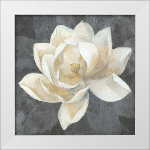 Majestic Magnolia Neutral Sq White Modern Wood Framed Art Print by Hristova, Albena