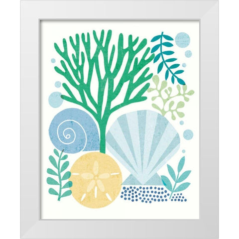 Under Sea Treasures VI Sea Glass White Modern Wood Framed Art Print by Mullan, Michael