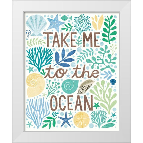 Under Sea Treasures IV Sea Glass White Modern Wood Framed Art Print by Mullan, Michael