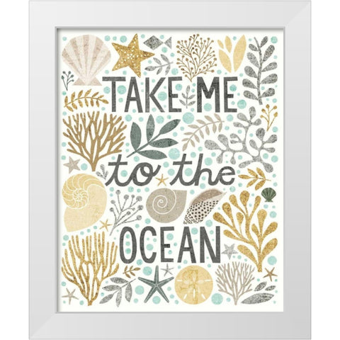 Under Sea Treasures IV Gold Neutral White Modern Wood Framed Art Print by Mullan, Michael