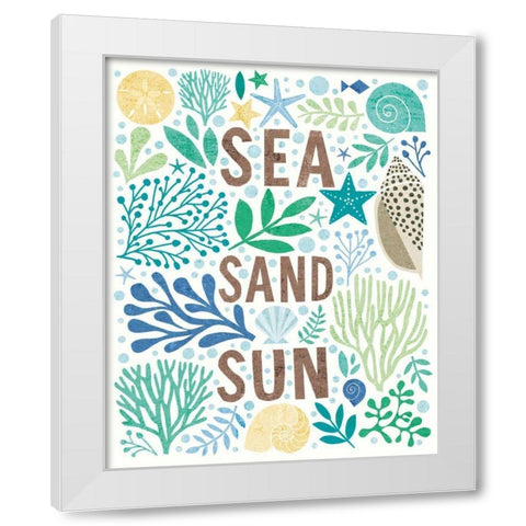 Under Sea Treasures III Sea Glass White Modern Wood Framed Art Print by Mullan, Michael