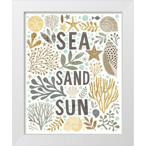 Under Sea Treasures III Gold Neutral White Modern Wood Framed Art Print by Mullan, Michael