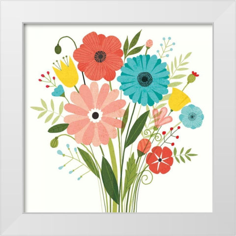 Seaside Bouquet II White Modern Wood Framed Art Print by Mullan, Michael