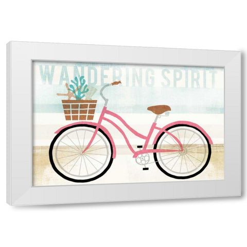 Beach Cruiser Girls I White Modern Wood Framed Art Print by Mullan, Michael