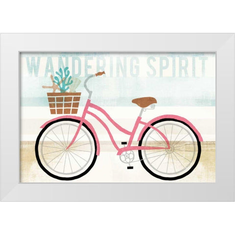Beach Cruiser Girls I White Modern Wood Framed Art Print by Mullan, Michael