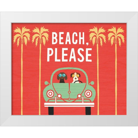 Beach Bums Beetle I White Modern Wood Framed Art Print by Mullan, Michael