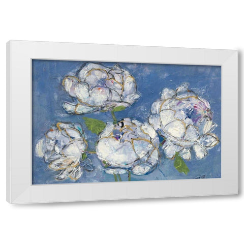 Vase of Peonies Crop White Modern Wood Framed Art Print by Day, Kellie