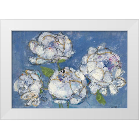 Vase of Peonies Crop White Modern Wood Framed Art Print by Day, Kellie