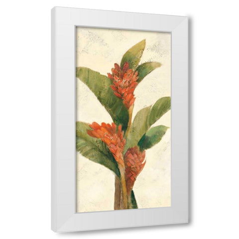 Ginger Blossom on White White Modern Wood Framed Art Print by Hristova, Albena