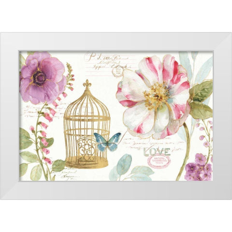 Rainbow Seeds Floral Birdcage I White Modern Wood Framed Art Print by Audit, Lisa