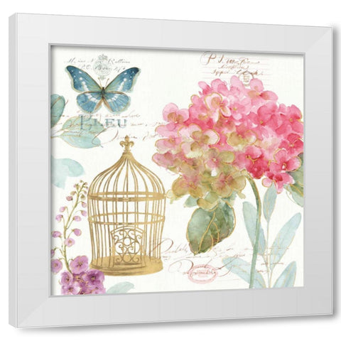 Rainbow Seeds Floral Birdcage II White Modern Wood Framed Art Print by Audit, Lisa