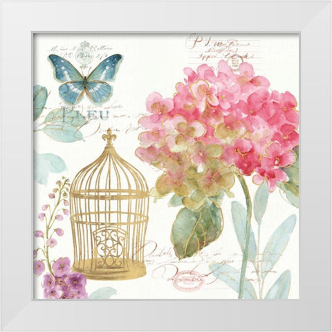 Rainbow Seeds Floral Birdcage II White Modern Wood Framed Art Print by Audit, Lisa