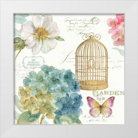Rainbow Seeds Floral Birdcage III White Modern Wood Framed Art Print by Audit, Lisa