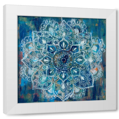 Mandala in Blue II White Modern Wood Framed Art Print by Danhui, Nai