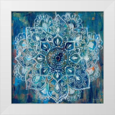Mandala in Blue II White Modern Wood Framed Art Print by Danhui, Nai