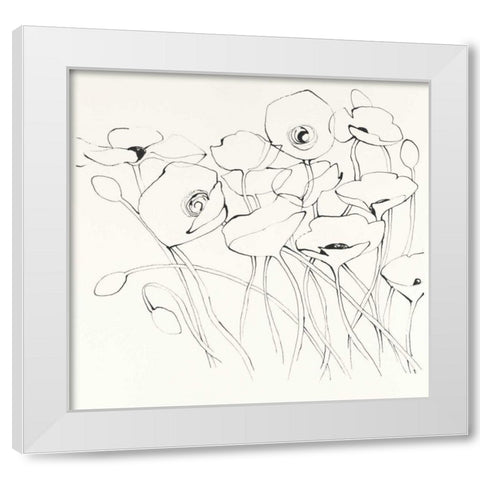 Black Line Poppies I White Modern Wood Framed Art Print by Novak, Shirley