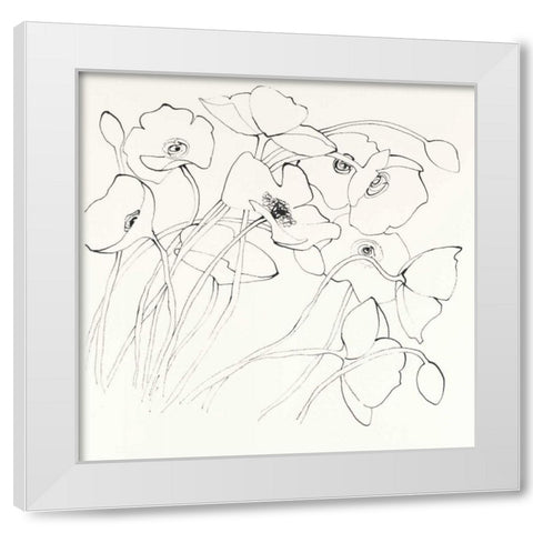 Black Line Poppies II White Modern Wood Framed Art Print by Novak, Shirley