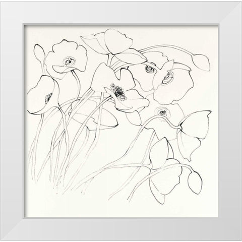 Black Line Poppies II White Modern Wood Framed Art Print by Novak, Shirley