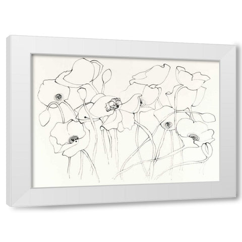 Black Line Poppies III White Modern Wood Framed Art Print by Novak, Shirley