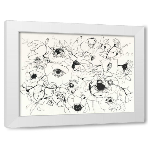 Black Line Poppies Mix White Modern Wood Framed Art Print by Novak, Shirley