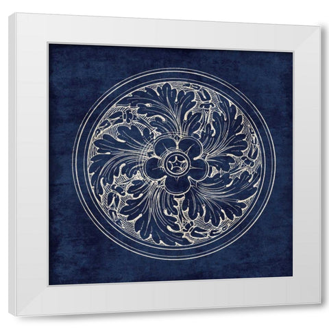 Rosette II Indigo White Modern Wood Framed Art Print by Wild Apple Portfolio