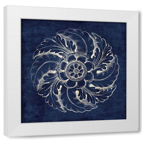 Rosette IV Indigo White Modern Wood Framed Art Print by Wild Apple Portfolio