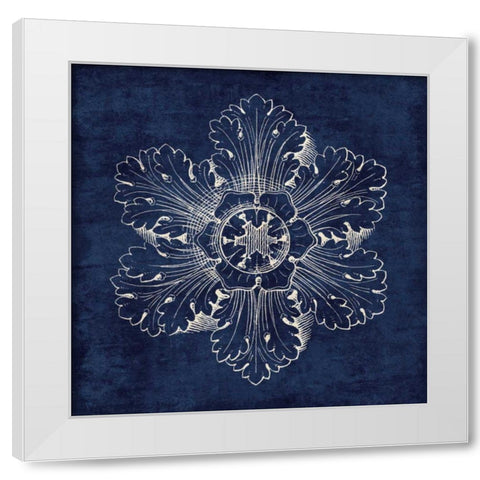 Rosette V Indigo White Modern Wood Framed Art Print by Wild Apple Portfolio
