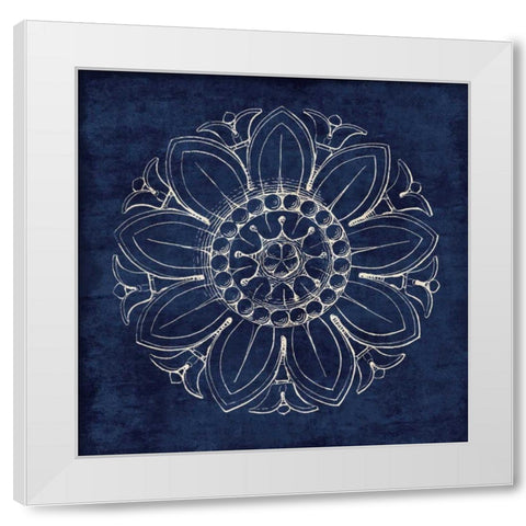 Rosette VII Indigo White Modern Wood Framed Art Print by Wild Apple Portfolio