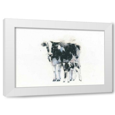Cow and Calf White Modern Wood Framed Art Print by Adams, Emily
