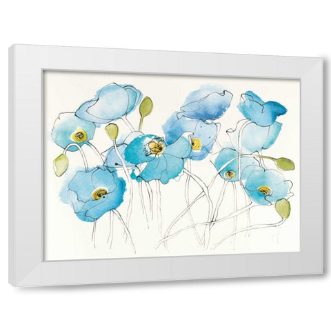 Black Line Poppies III Watercolor White Modern Wood Framed Art Print by Novak, Shirley