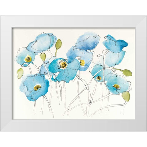 Black Line Poppies III Watercolor White Modern Wood Framed Art Print by Novak, Shirley