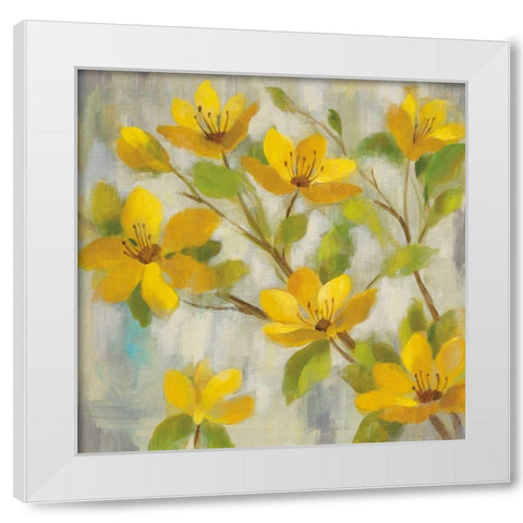 Golden Bloom I White Modern Wood Framed Art Print by Vassileva, Silvia