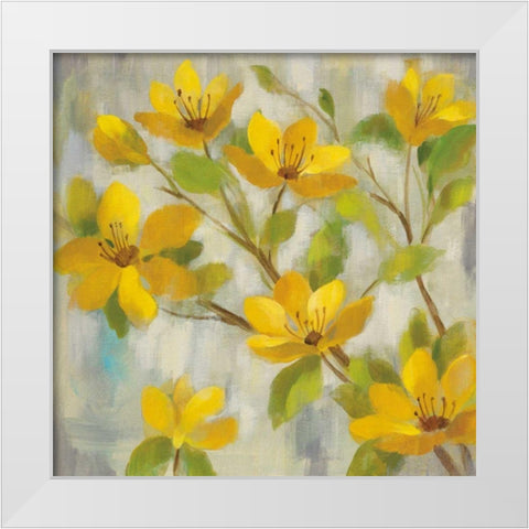 Golden Bloom I White Modern Wood Framed Art Print by Vassileva, Silvia